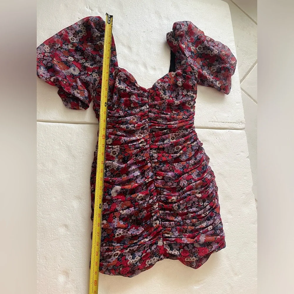 Zara Floral Printed Mini Dress with Draping size medium
